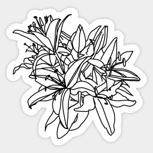 Stargazer Lily Flowers Line Drawing Sticker